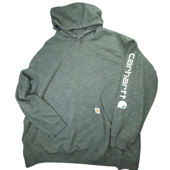Carhartt Hoodie Sweatshirt Mens 4XL Tall Green Loose Fit Graphic Logo Midweight - Picture 1 of 8